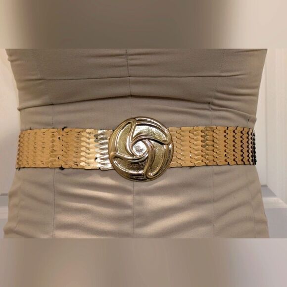 Vintage Accessories - 3/$30 Iconic 80s Vintage Gold Metal Scale Stretch Belt